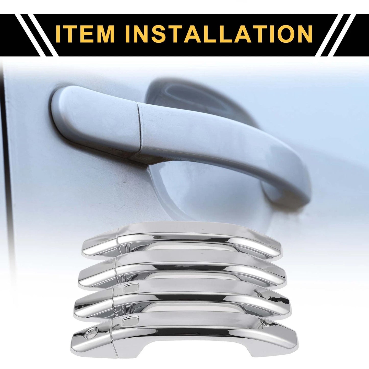 Set of 4 Exterior Door Handle Covers for GMC Yukon (Chrome Silver Tone)