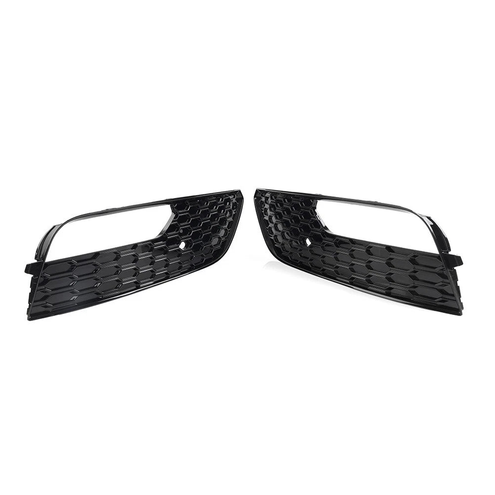 Pair Front Bumper Fog Light Grille Cover with Chrome Ring for Audi A3 (2003–2013)