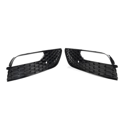 Pair Front Bumper Fog Light Grille Cover with Chrome Ring for Audi A3 (2003–2013)