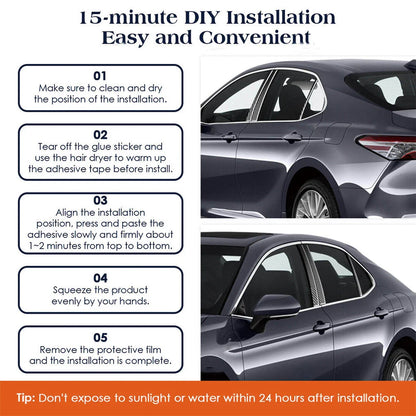 8 Pcs Door Window B Pillar Post Cover Trim for Toyota Camry (2018-2021)