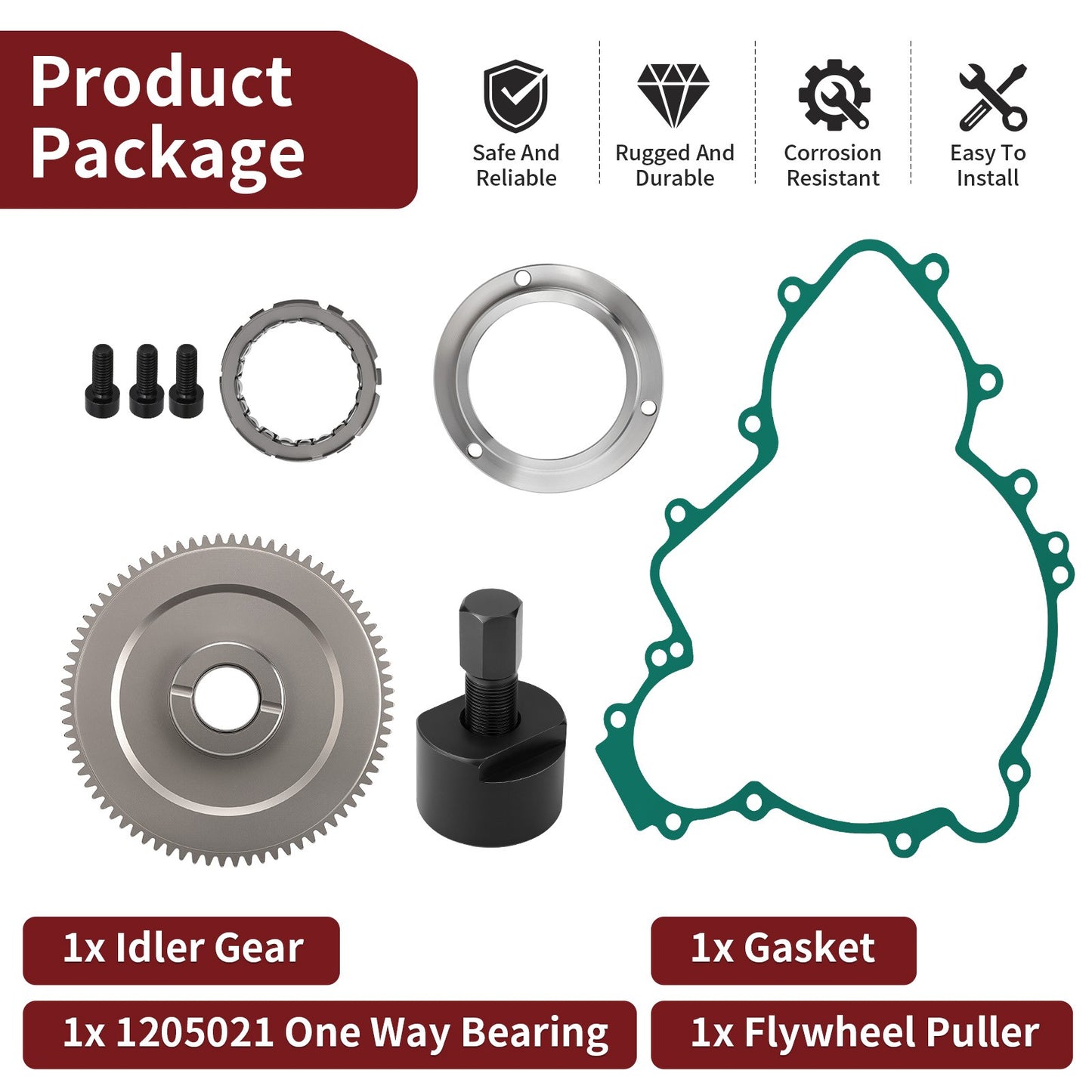 One Way Starter Clutch Idler Gear Kit for Polaris Ranger Crew XP 1000 (2017–2018)
