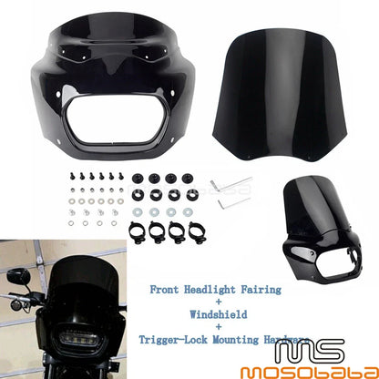 15'' Windshield Front Fairing Black for Harley Softail Fat Bob (2018-2023)