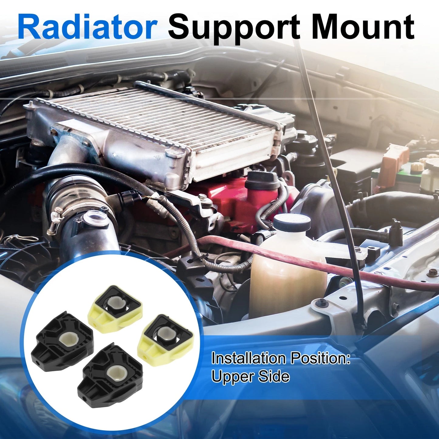 Set of 2 Upper/Lower Side Radiator Mounts for Audi A3 (1998–2003) 1J0806155E