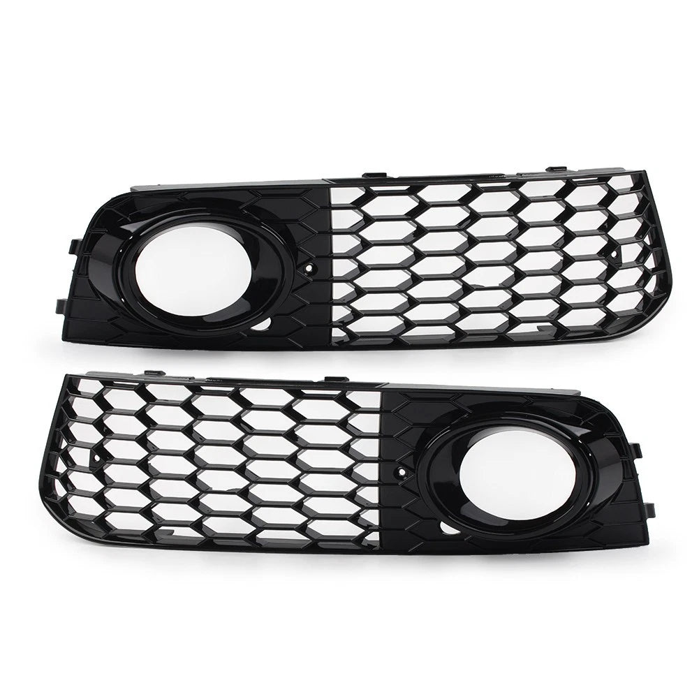 Honeycomb Fog Light Grille Cover for Audi A4 B9 SLine S4 (2016–2018) Glossy Black