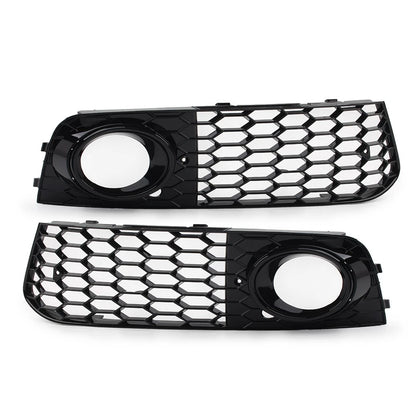 Honeycomb Fog Light Grille Cover for Audi A4 B9 SLine S4 (2016–2018) Glossy Black