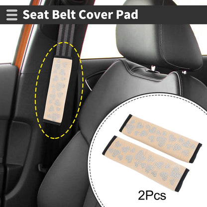 2X Beige Seat Belt Cover Pad for Universal Fit (23cm)