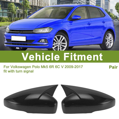 1 Pair Mirror Cover Cap for Volkswagen Polo Mk5 6R 6C V (2009–2017)