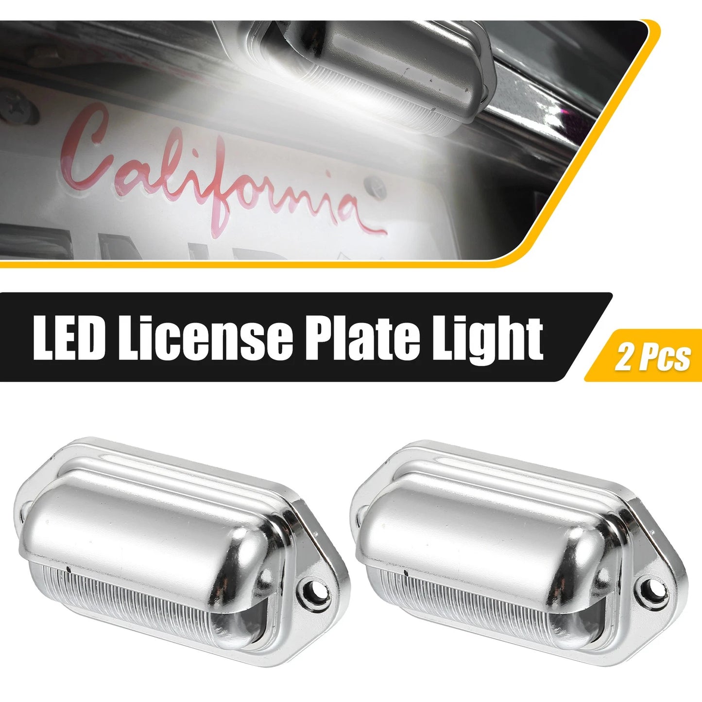 2X LED License Plate Lights for Trailer (6000K White)
