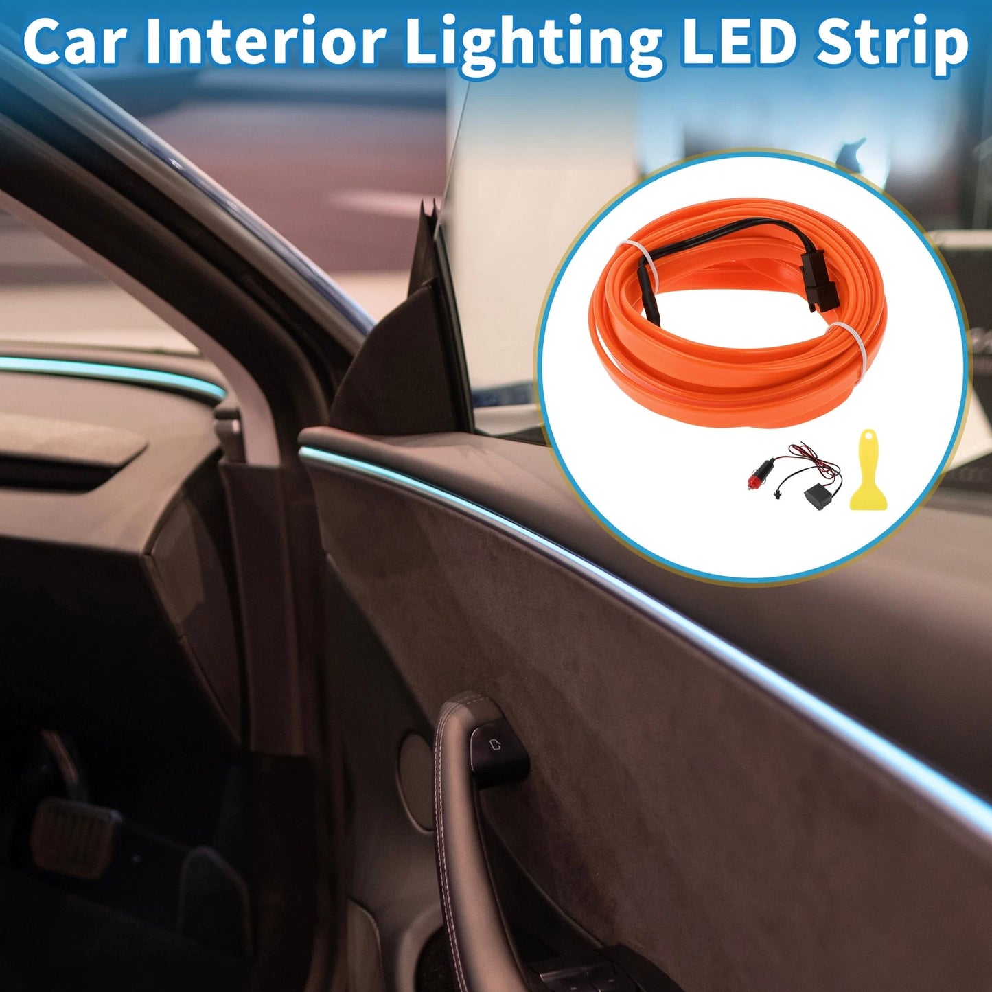 LED Strip Neon Wire Lighting for Universal Car (12V) - Orange