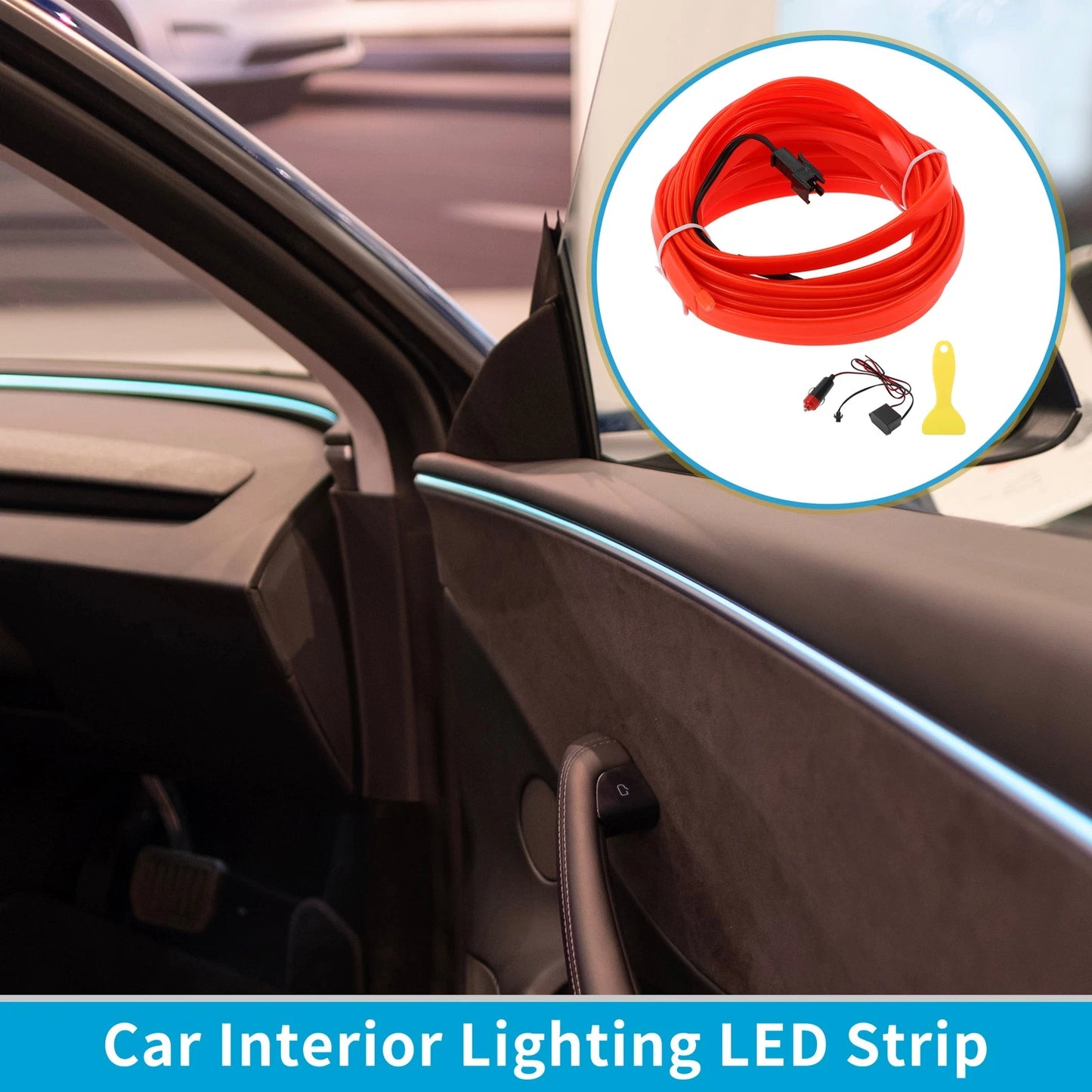 LED Strip Neon Wire Lighting for Car (12V) - Red