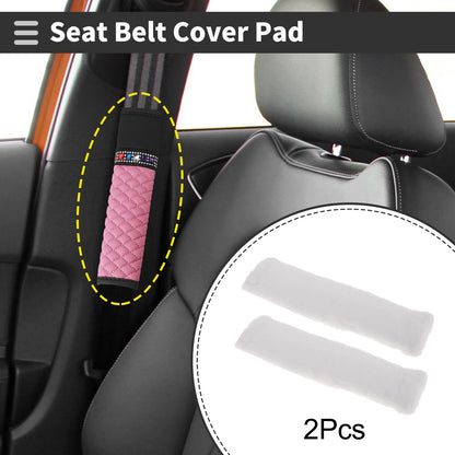 Set of 2 White Seat Belt Cover Pads for Universal Fit (24cm)