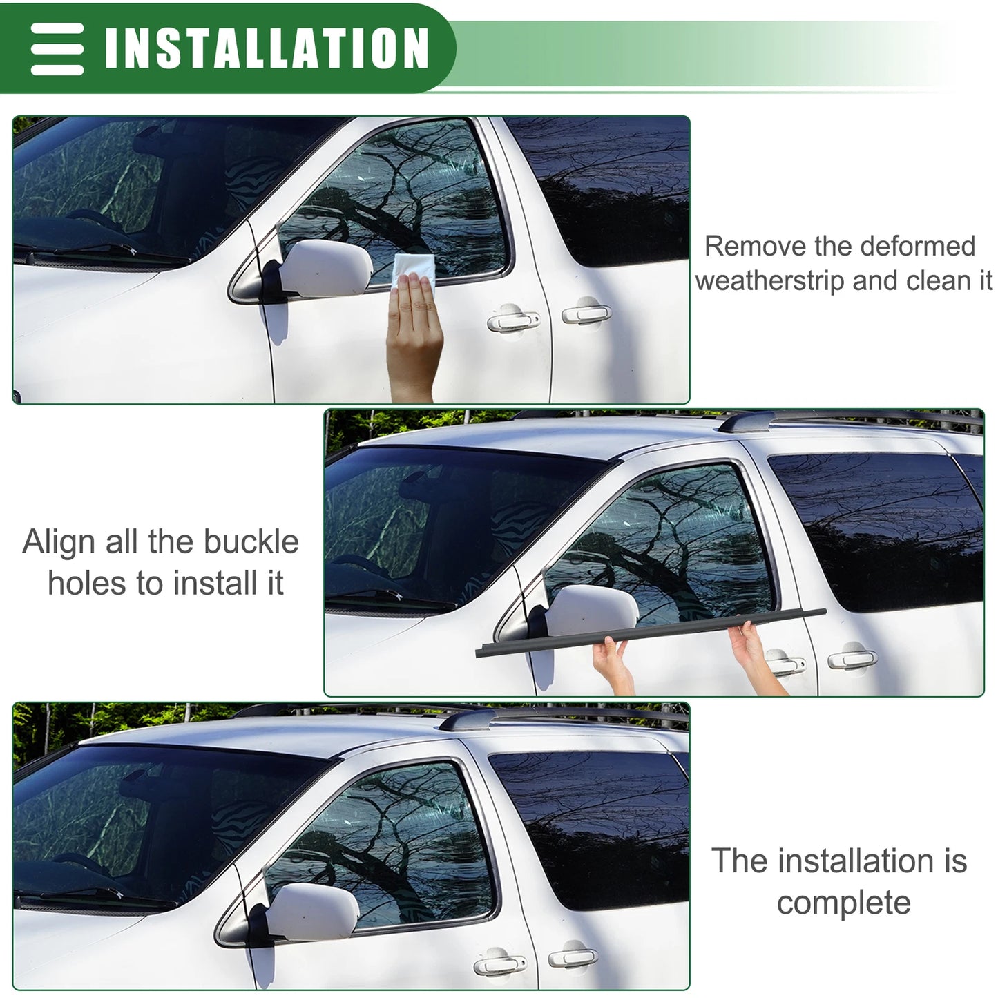 Set of 2 Front Left Right Door Window Belt Weatherstrip for Toyota Sienna (2004–2010)