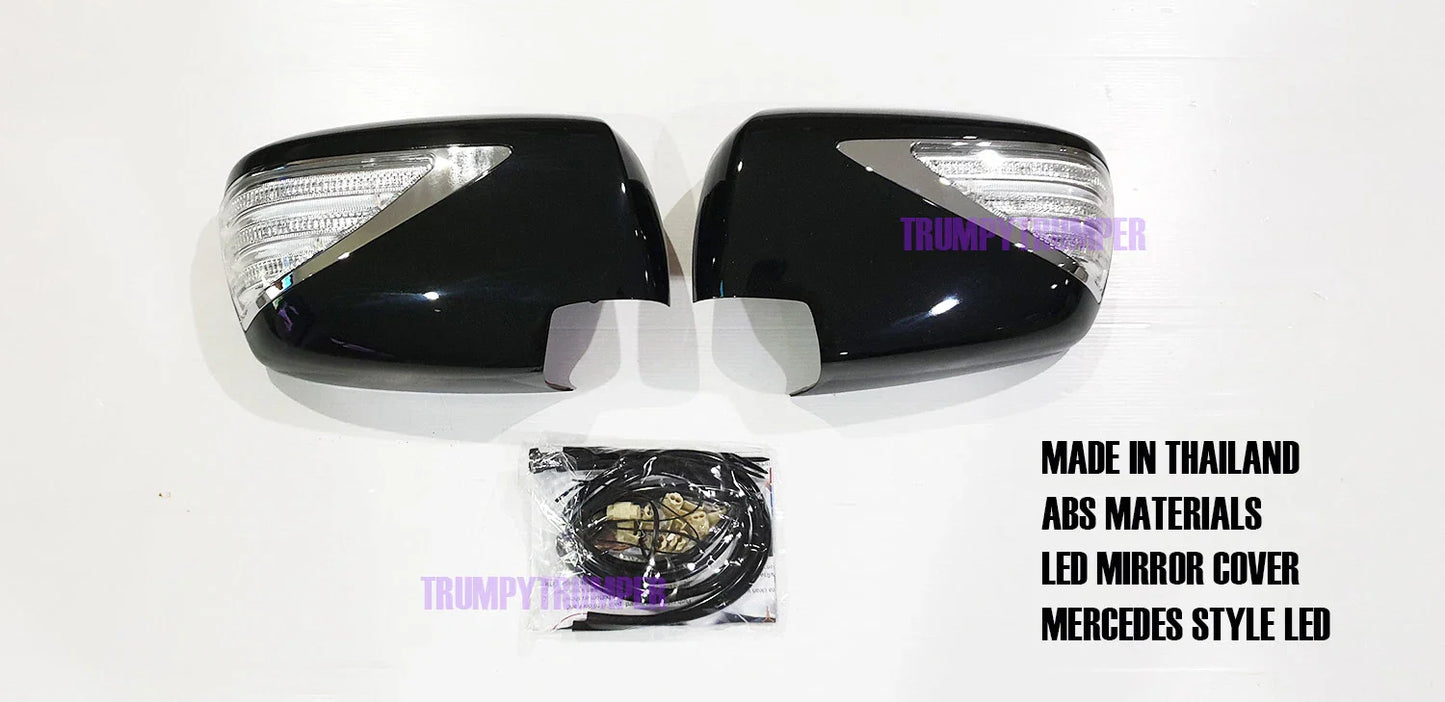 Black LED Mirror Covers for Mitsubishi L200 Triton Pajero Sport (2008-2023)