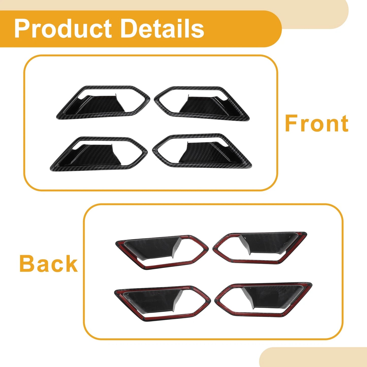 Interior Door Handle Bowl Cover Trim for VW ID.4X (2021–2022) Carbon Fiber Black