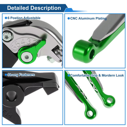 Adjustable Brake Clutch Levers for Kawasaki ER-5 (2005–2006) Titanium Green