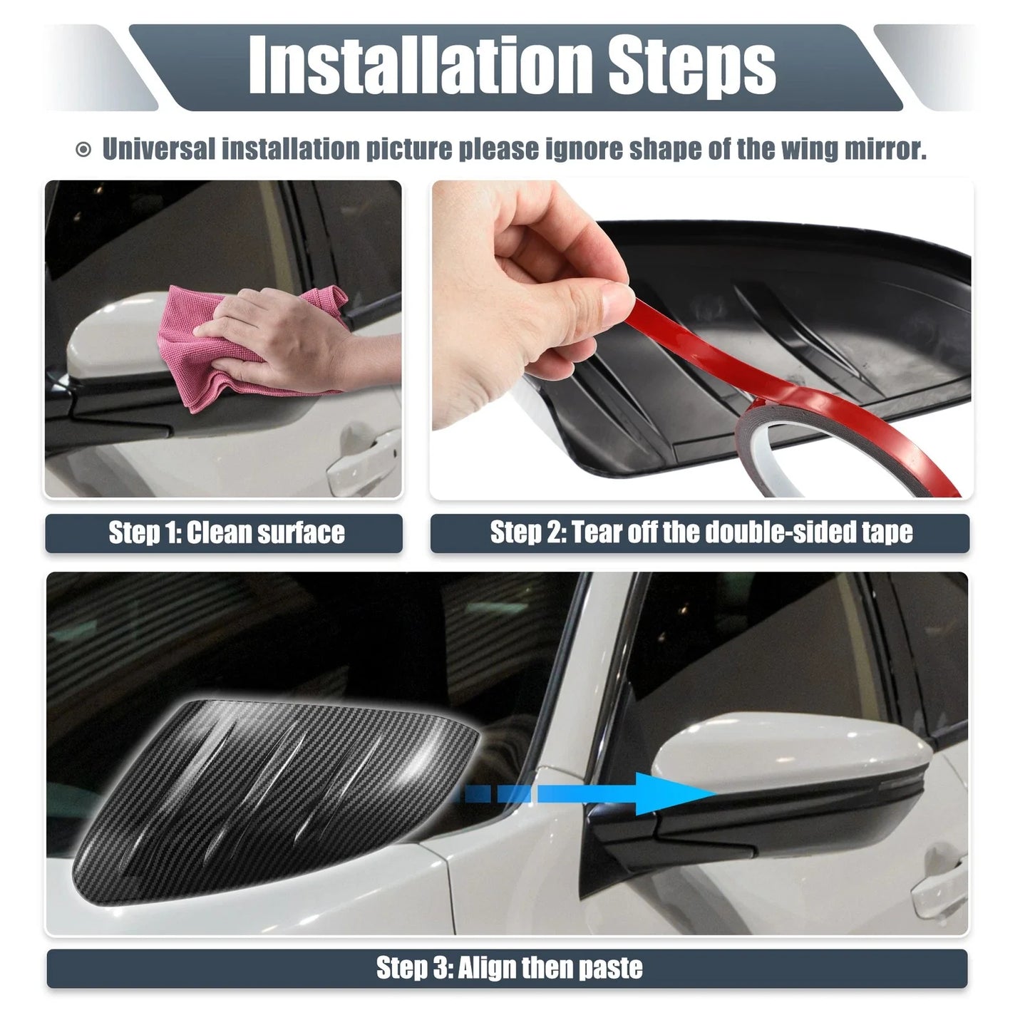 Rearview Mirror Cover Overlay Gloss Black for Hyundai Sonata (2020-2023)
