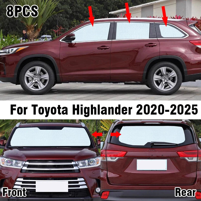 Front Side Rear Window Sunshade Privacy for Toyota Highlander (2020–2025)