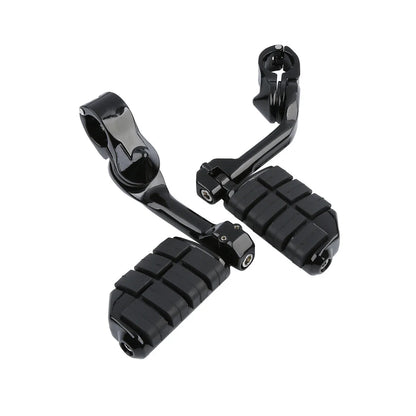 1-1/4" Engine Guards Long Angled Foot Pegs Rest Mount for Harley Touring