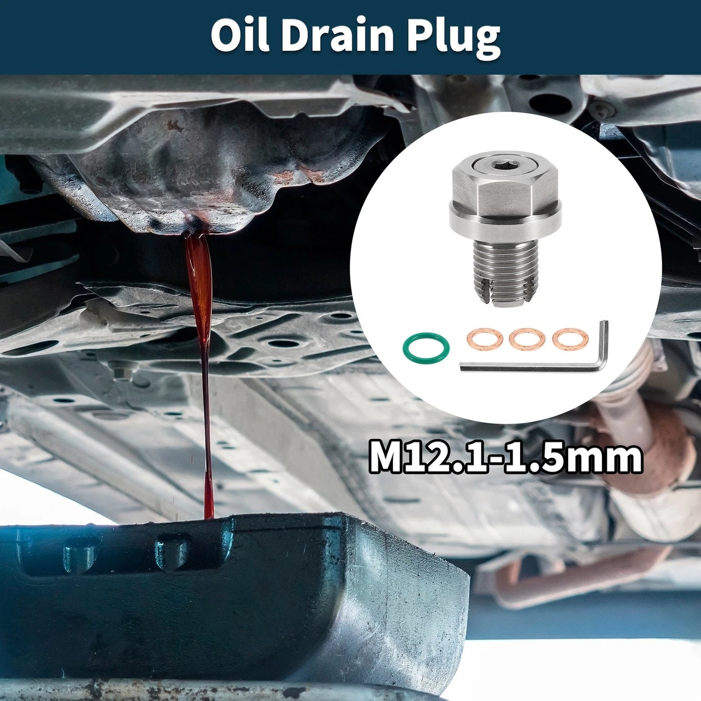 Set of 1 M12.1-1.5mm Copper Oil Drain Plug with Gasket for Car Motorcycle