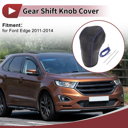 Gear Shift Knob Cover for Ford Edge (2011–2014) Blue Faux Leather