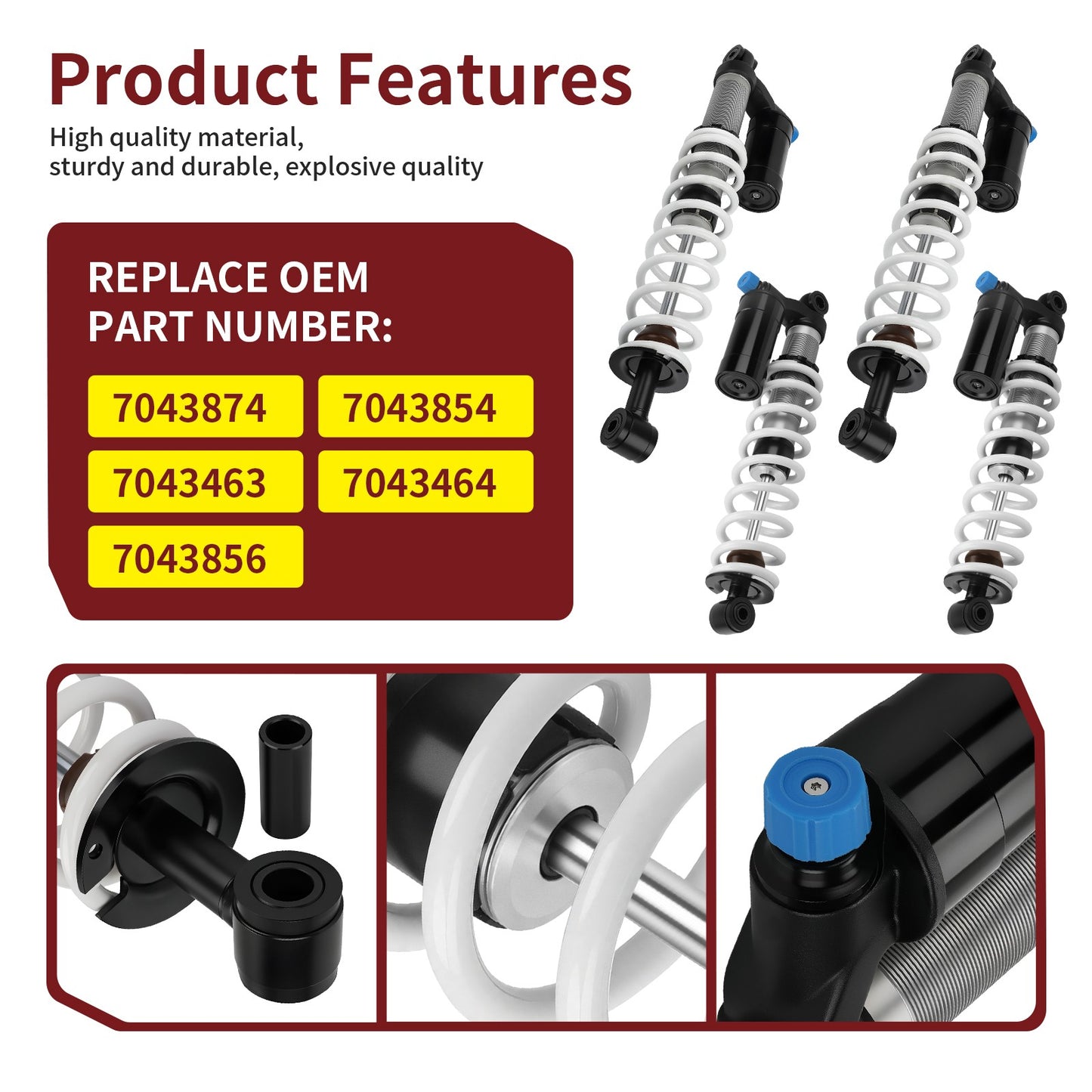Set of 2 Air Shock Absorbers for Polaris Sportsman XP 1000 (2015–2025)