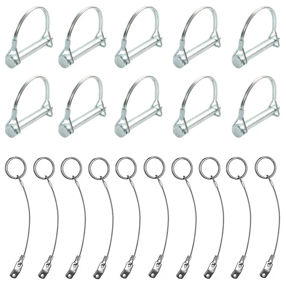 10Pcs D-TYPE Lock Pin & Rope Safety Coupler Pin for Trailers