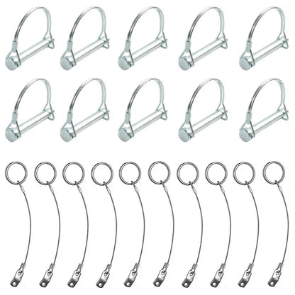 10Pcs D-TYPE Lock Pin & Rope Safety Coupler Pin for Trailers