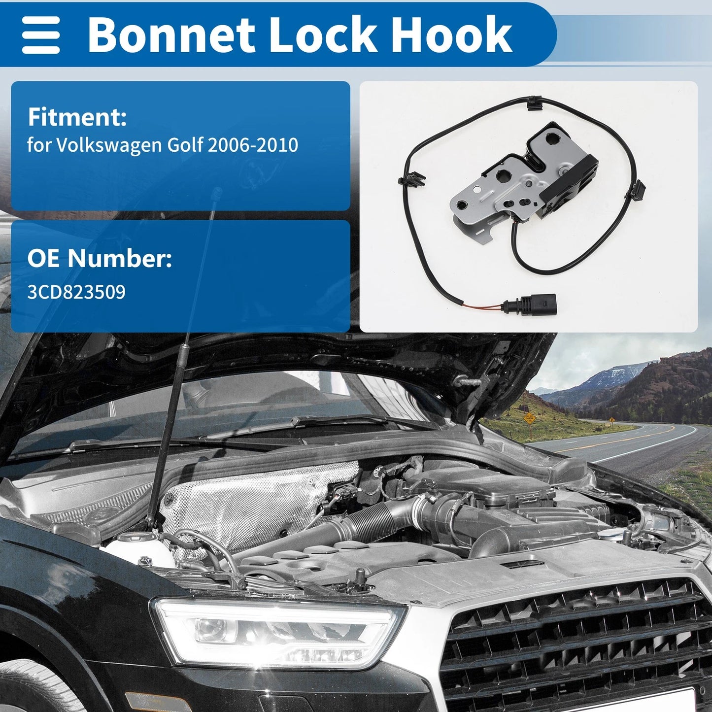 Hood Latch Assembly for Volkswagen Golf (2006–2010) No. 3CD823509