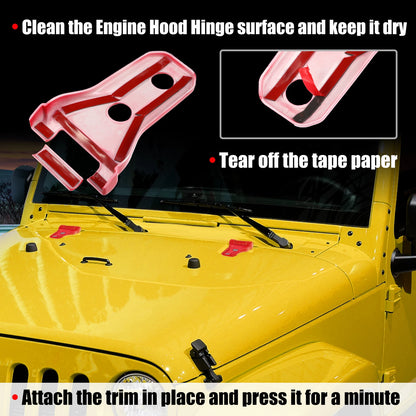 2pcs Engine Hood Hinge Trim Cover for Jeep Wrangler JL JLU (2018–2021) Red