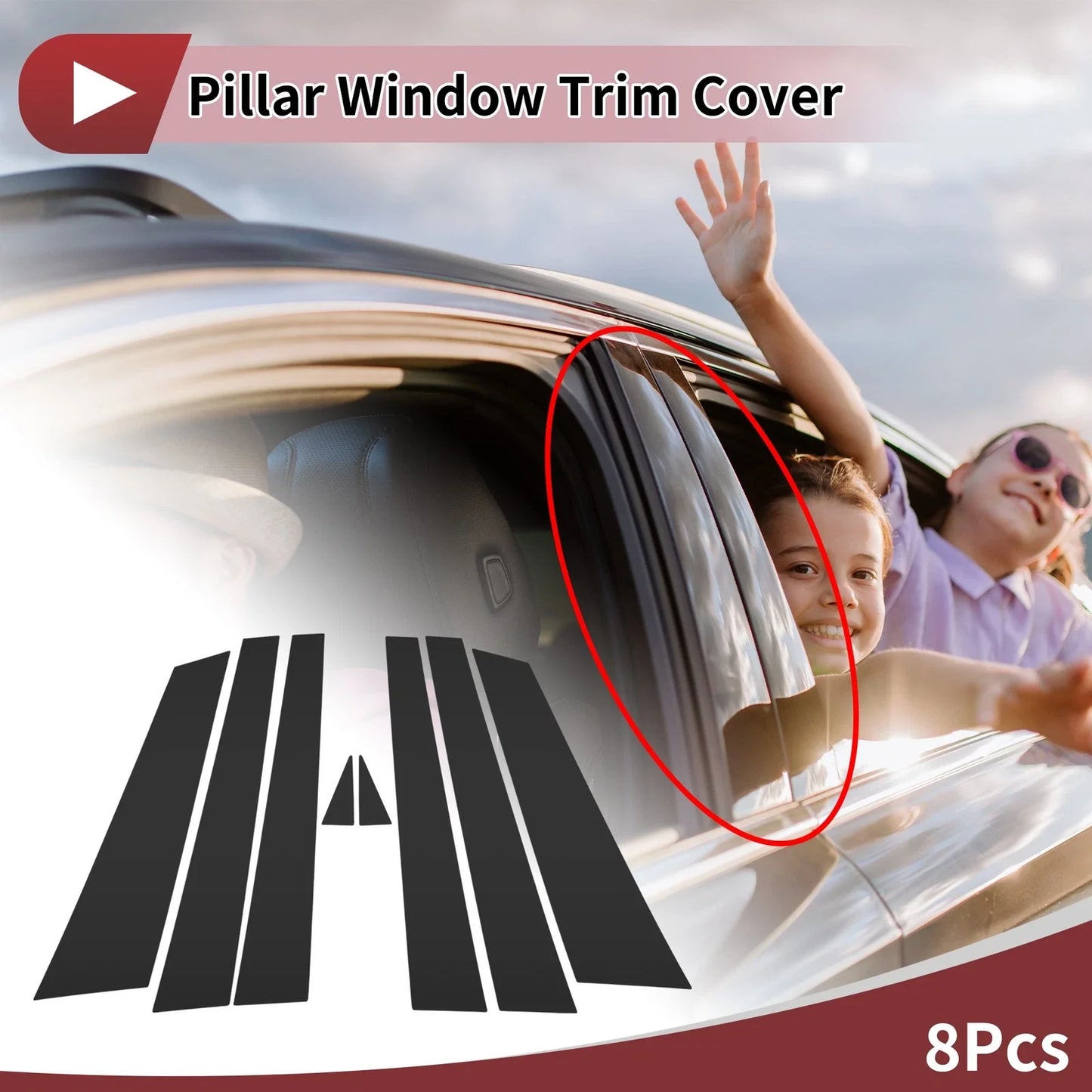 Door Pillar Window Trim for Chevrolet Impala 1994-1996 Black (1994-1996)
