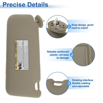 Right Side Sun Visor for Toyota Venza (2009–2016) Replace No. 743100T022A1 Beige