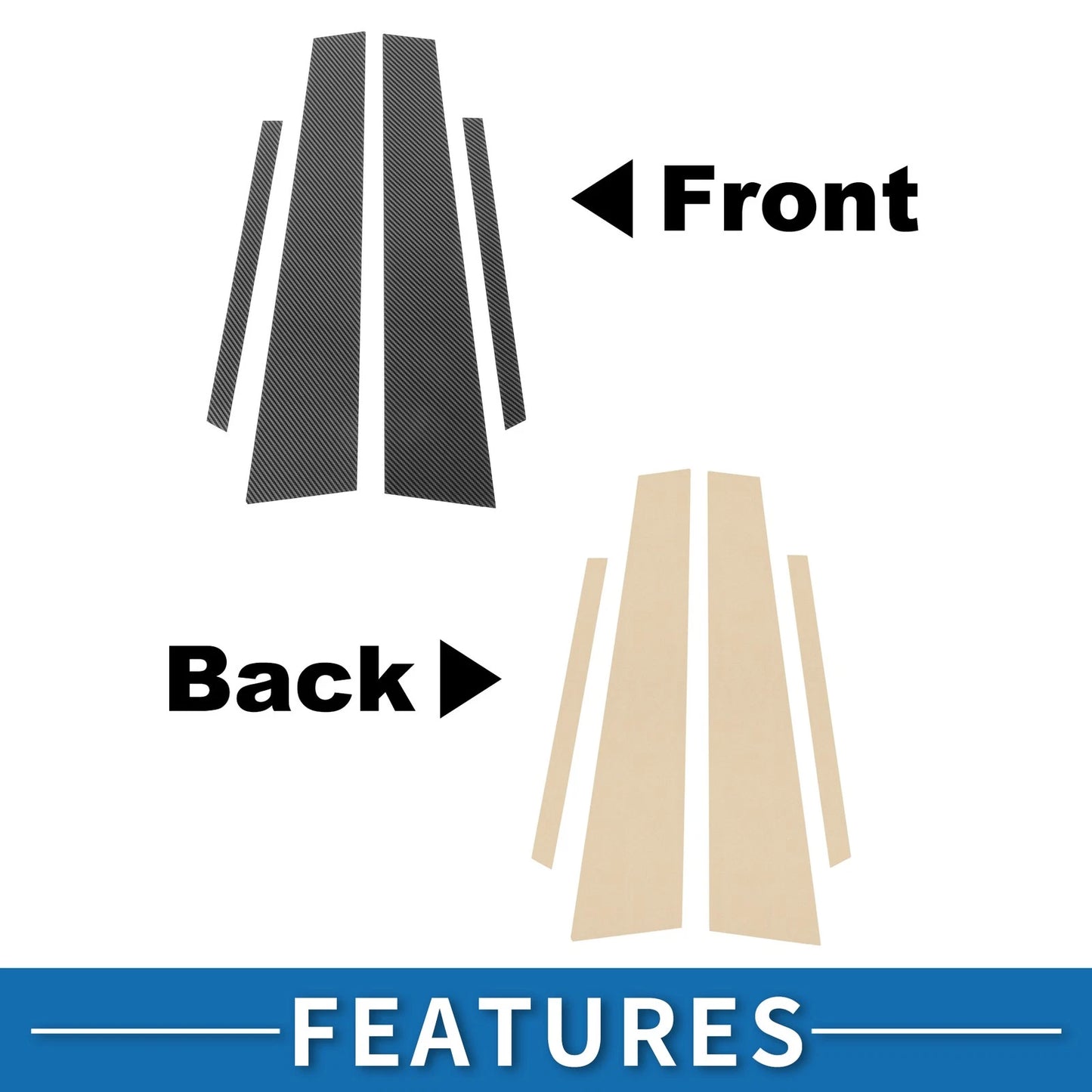 Set of 4 Door Pillar Window Trim for VW Jetta (2013–2015) Carbon Fiber