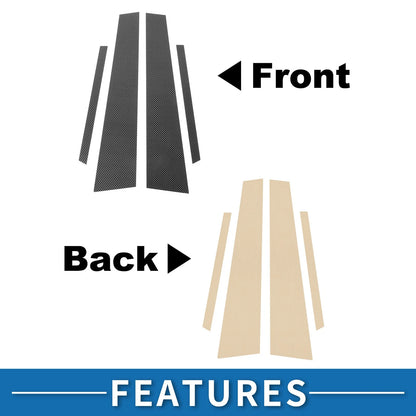 Set of 4 Door Pillar Window Trim for VW Jetta (2013–2015) Carbon Fiber