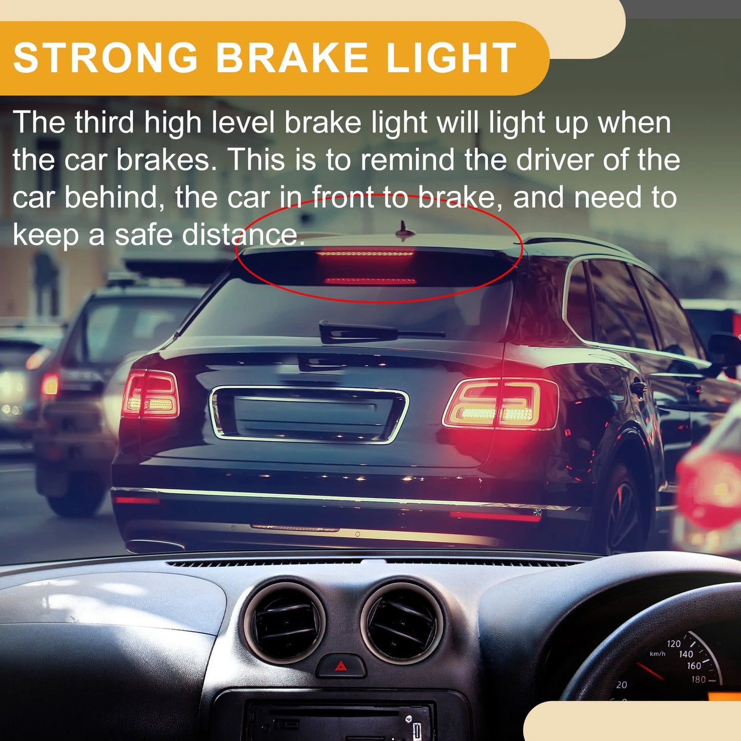 Third Brake Stop Light No.68140780AA for Fiat 500 (2012–2019) ABS Black