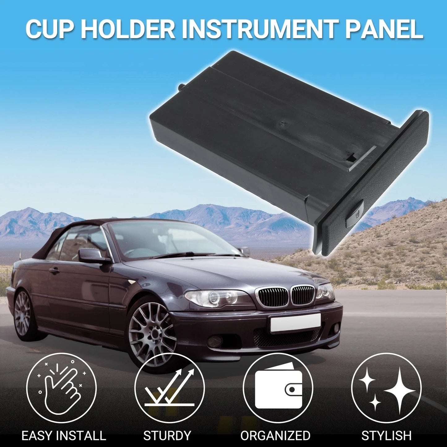 Cup Holder for BMW E60 Drink Holder Black (2004-2010)