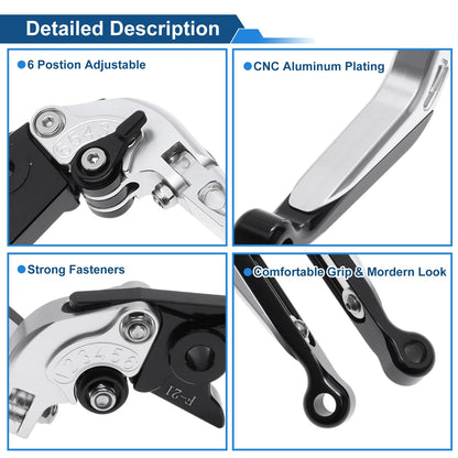 Short Long Brake Clutch Levers for Kawasaki Versys 650 (2015–2023) Silver Black