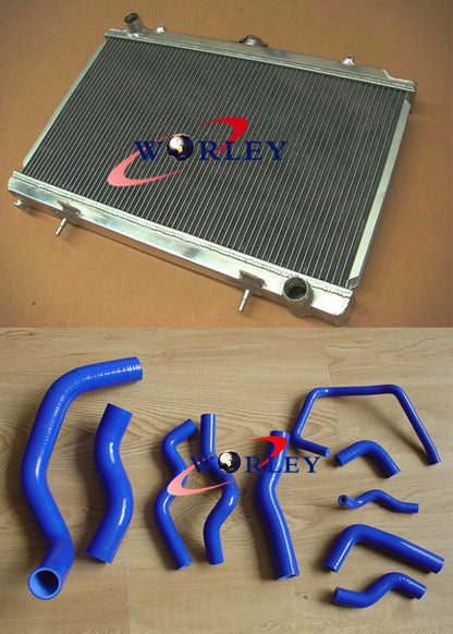 Aluminum Radiator & Red Silicone Hose for Nissan Silvia S14 S15 (1995–2002)