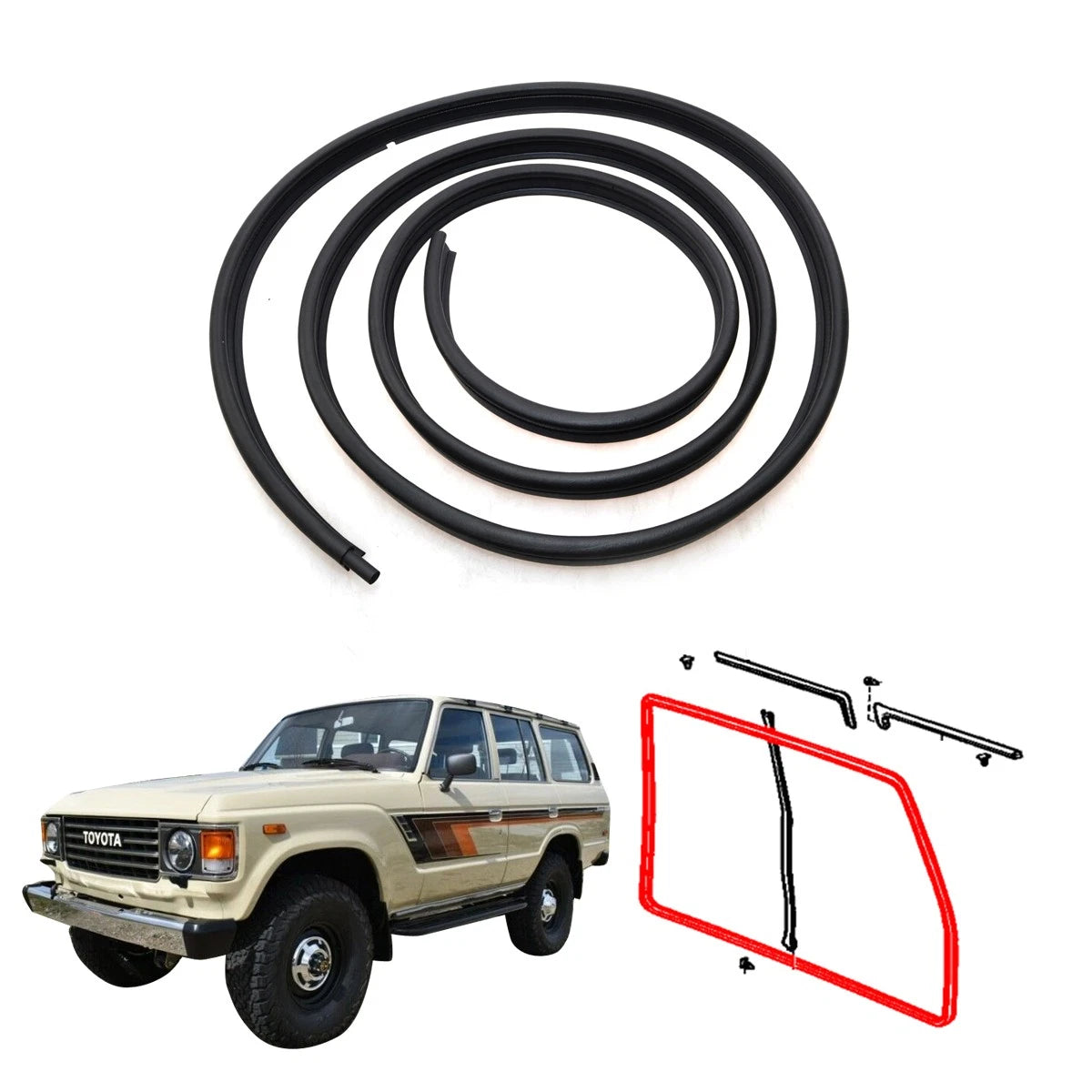 Back Door Weatherstrip for Toyota Land Cruiser BJ60 FJ61 FJ62 HJ60 (1980–1990)