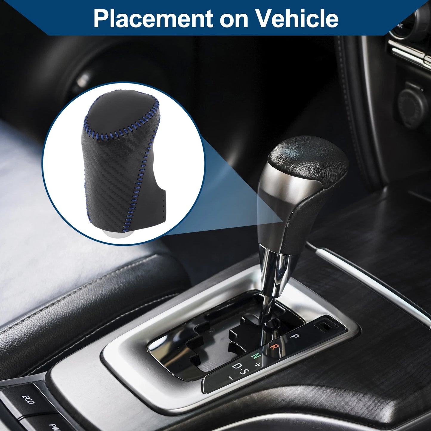 1 Pc Gear Shift Knob Cover for Chevrolet Malibu (2016–2023) Carbon Fiber Blue