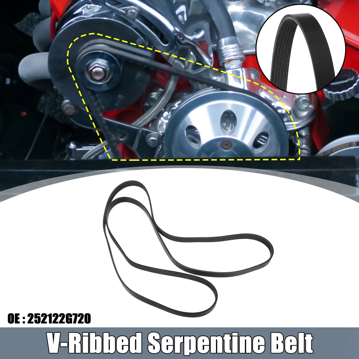 V-Ribbed Serpentine Drive Belt No. 25212-2G720 for Hyundai Sonata (2009–2012)