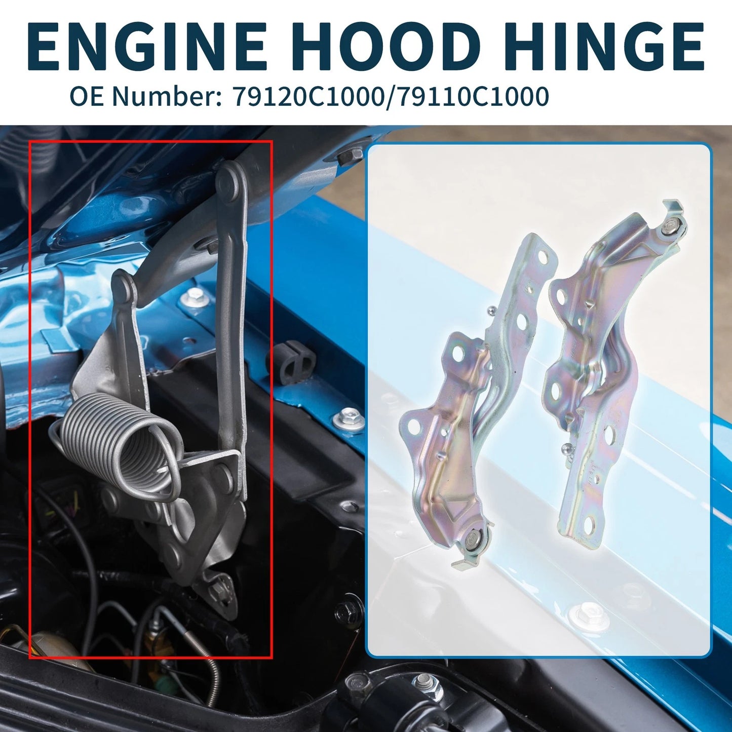 Hood Hinges for Hyundai Sonata (2015–2019) No. 79120C1000 Pair