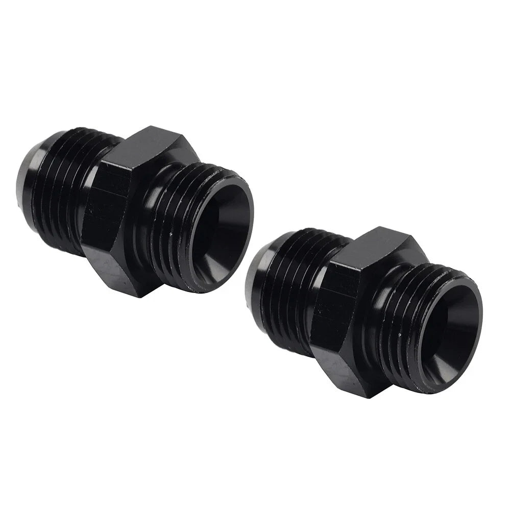 Black Aluminum AN10 Flare to 6AN ORB Male Fitting Adapter w/ O-Rings