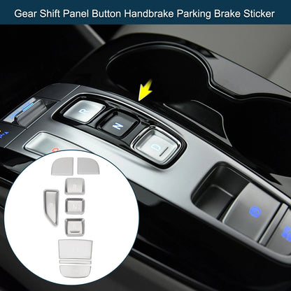 Gear Shift Panel Button Handbrake Sticker for Hyundai  Silver Tone
