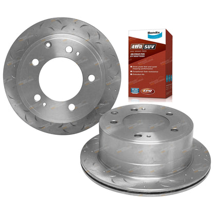 2 Rear Disc Rotors + Bendix Pads for Landcruiser VDJ76 VDJ78 VDJ79 (2007–2013)