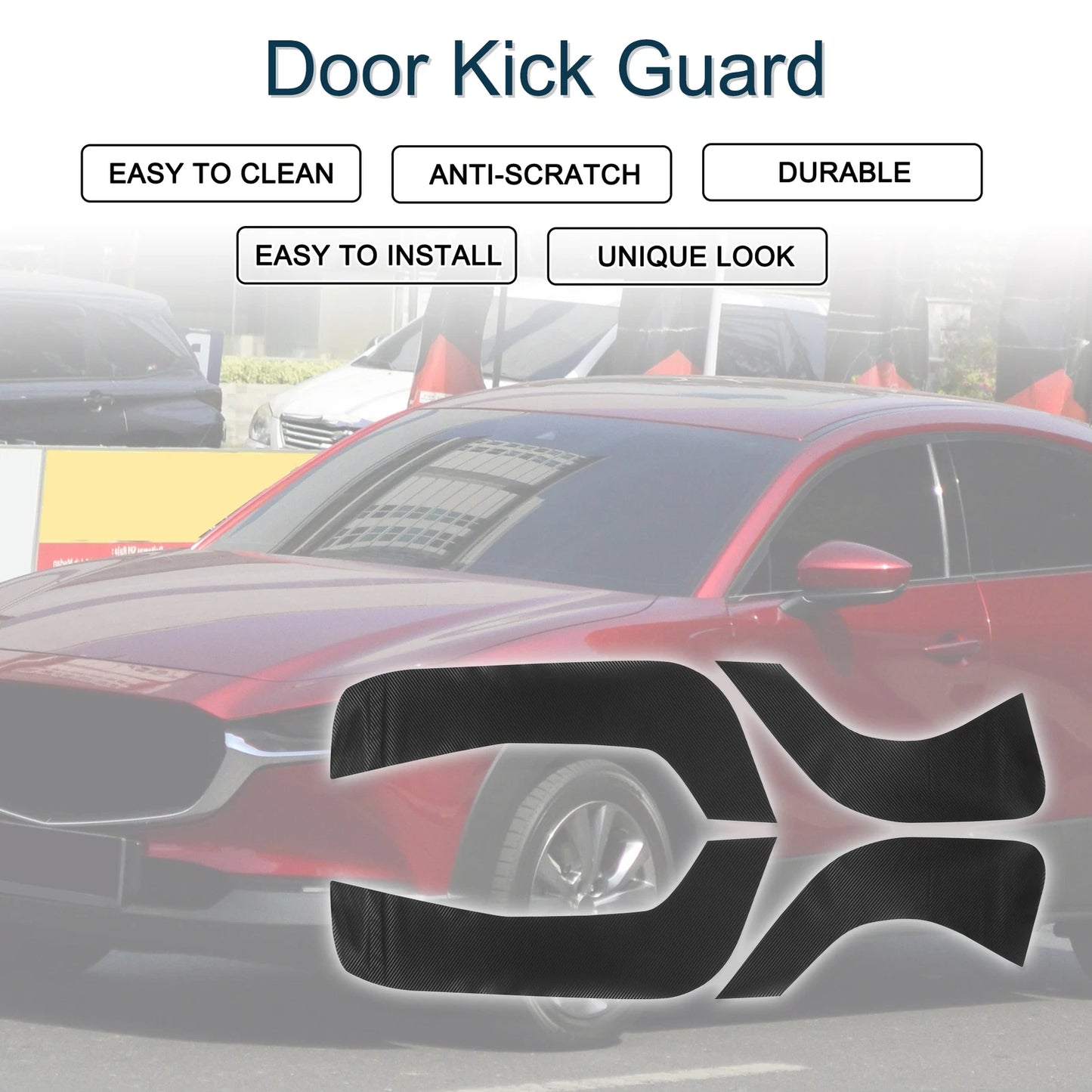 Set of 1 Door Kick Guard for Mazda CX-30 (2020–2023) Black Front Rear