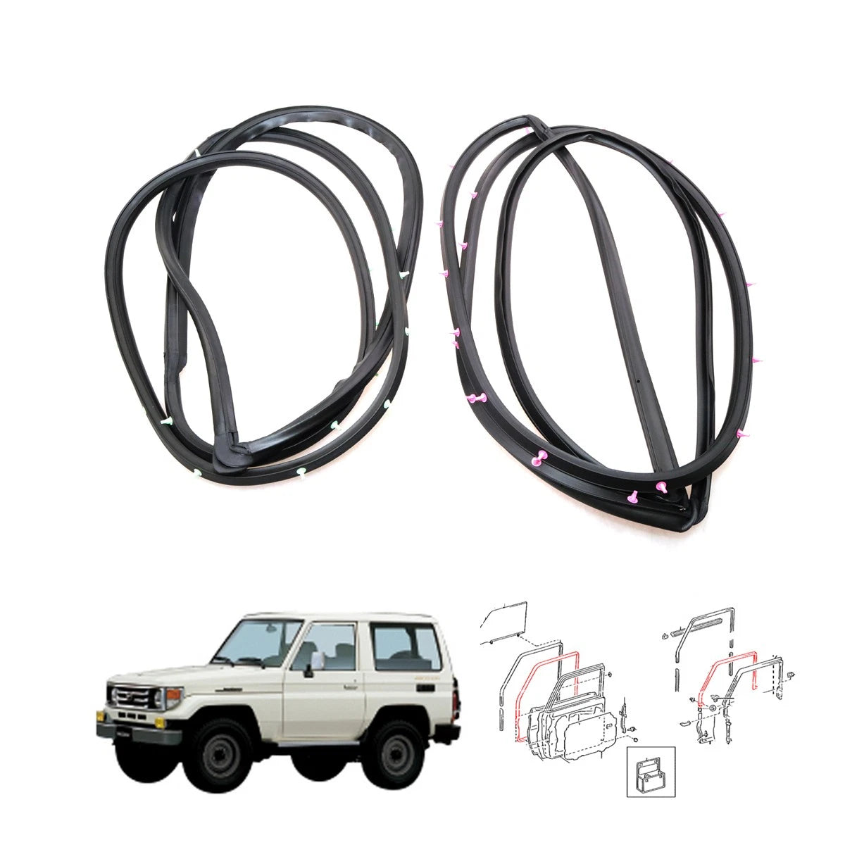 Weatherstrip Set for Toyota Land Cruiser Pickup (FZJ71, GRJ78, GRJ79, VDJ78)