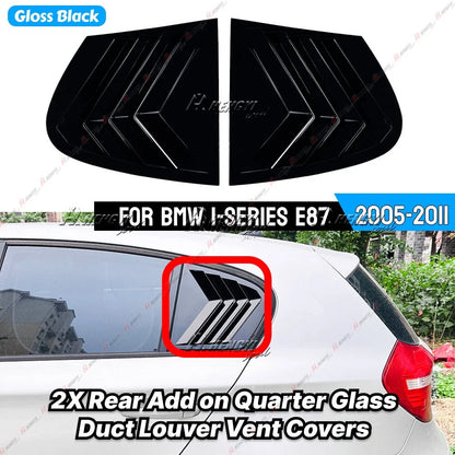Black Side Rear Window Louvers Shutter Vent Cover for BMW 1 Series (2005-2011)