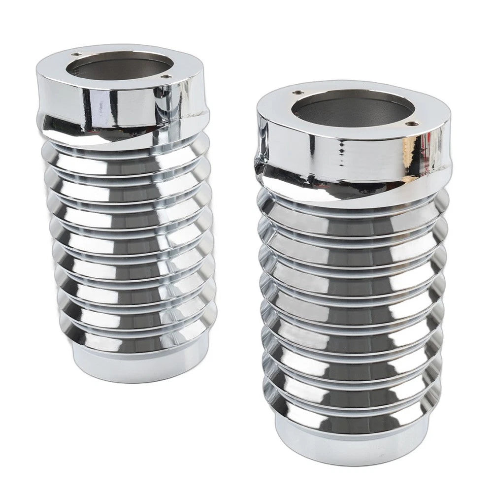 Chrome Retro Fork Boot Slider Covers for Harley Tour Road Street Tri Glide