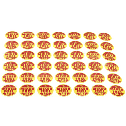 Set of 42 Weatherproof Fuel 50:1 Stickers for Commercial Use
