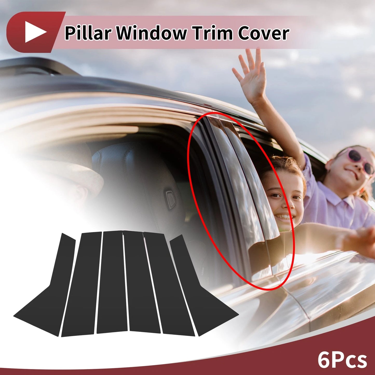 Front Rear Door Pillar Window Trim for Hyundai Veracruz (2007–2012) Black
